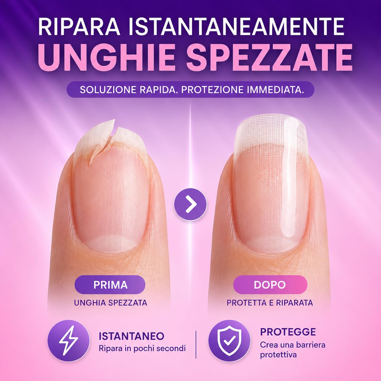 Finga-Nails Cerotti per Unghie Danneggiate - Kit Riparazione Unghie Rotte Naturali o con Smalto - Patch Trasparenti e Autoadesivi - Soluzione Temporanea per Proteggere la Manicure
