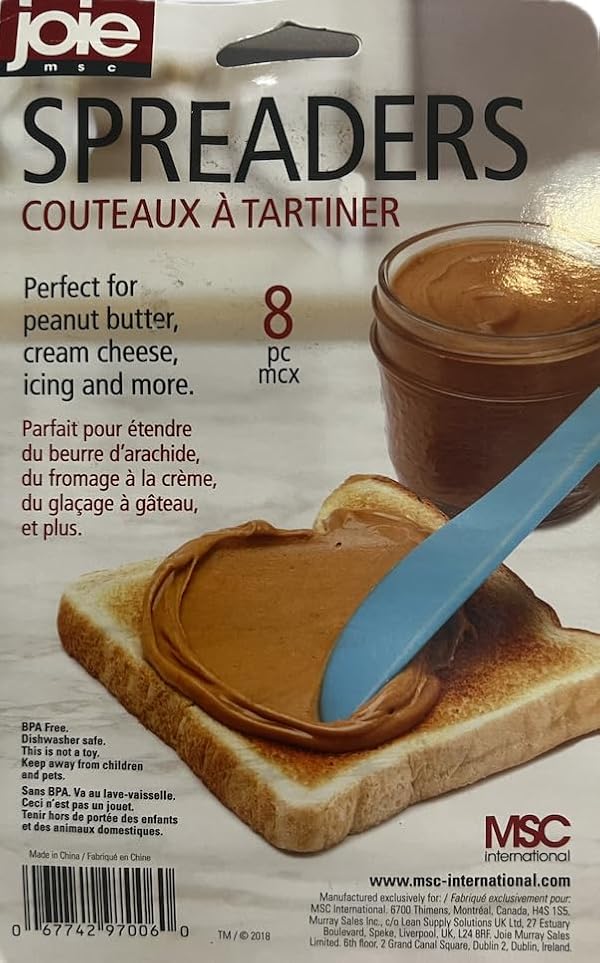 MSC International Joie Multicolor Plastic Spreader Knives, BPA Free, Dishwasher Safe, for Peanut Butter, Cream Cheese, Icing, 8 Pack by MSC International - Used condition - Image 2