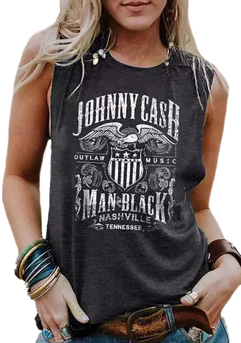 Women Funny Letter Print Country Music Tank Top Women Novelty Graphic Country Music Shirt Loose O Neck Sleeveless Vest
