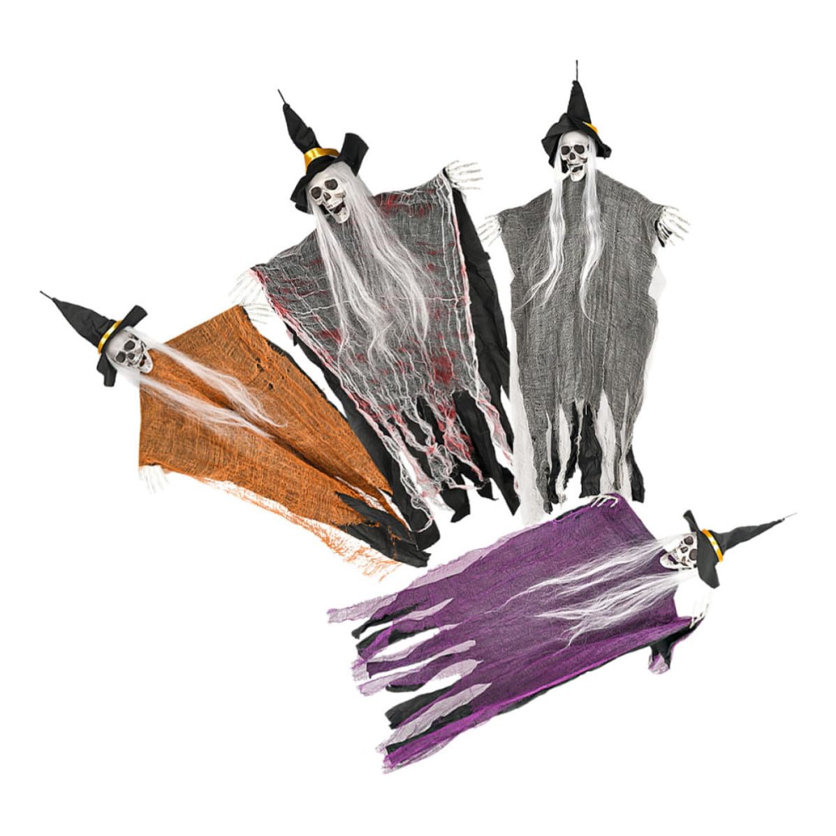 Luxshiny 4 Pezzi Decorazioni Halloween con Scheletri Appesi, Facile da Appendere e Posizioni Regolabili, Materiale Plastico e Ferro, per Balconi e Portici