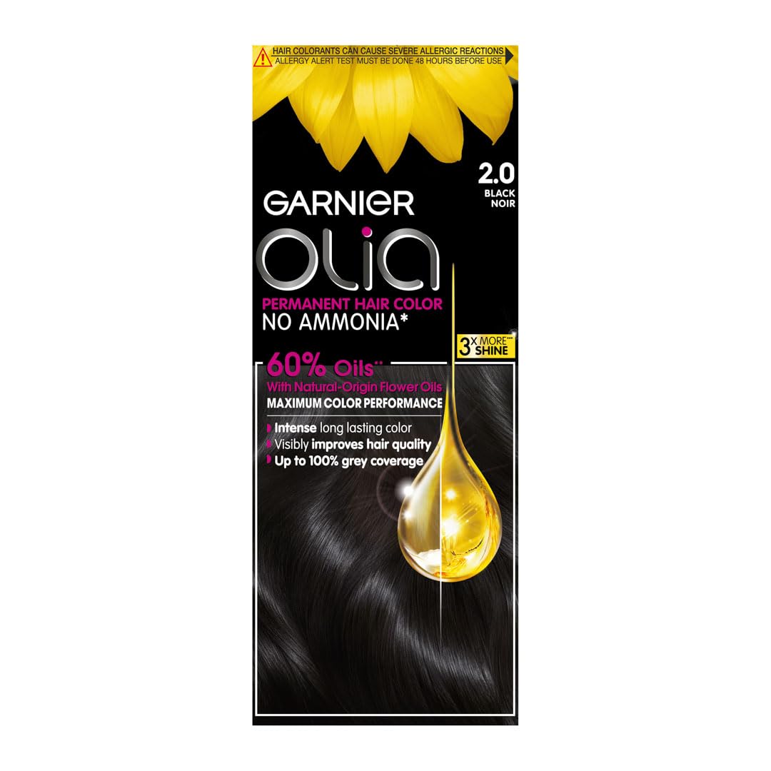 Olia, No Ammonia Permanent Hair Color With 60% Oils, 2.0 Black