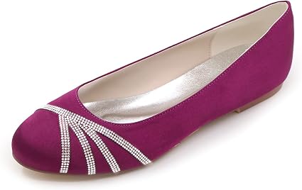 Love Shoes Donna Scarpe da Damigella d'Onore Nozze Festa Serale Sposa Scarpe  Strass Raso Festa Scarpe da Sera Piatto Fondo Punta Chiusa Scarpe da Sposa, Viola,35EU/5UK : Amazon.it: Scarpe e borse