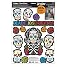 Amscan Day of The Dead Halloween Party Assorted Glittered Sugar Skull Window Decoration, Multicolor, 17 1/2" x 12"