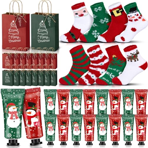 Cadeaux de Noël pour invités et employés : 16 kits de chaussettes et crèmes mains