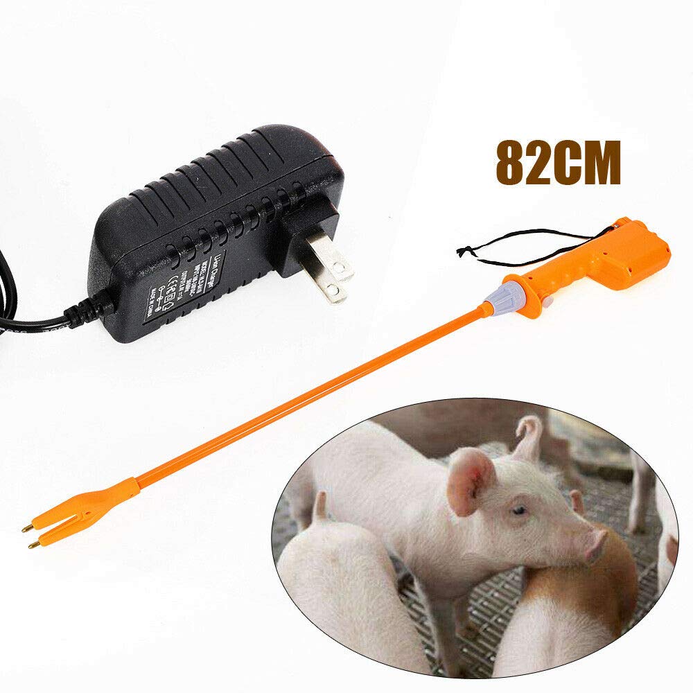 Animal Electric Prod Hot Shock,82CM Electric Rechargeable Hand Prod Shock Animals Livestock Farm Pig Cattle Safety Shock Prodder 8000V (82cm)