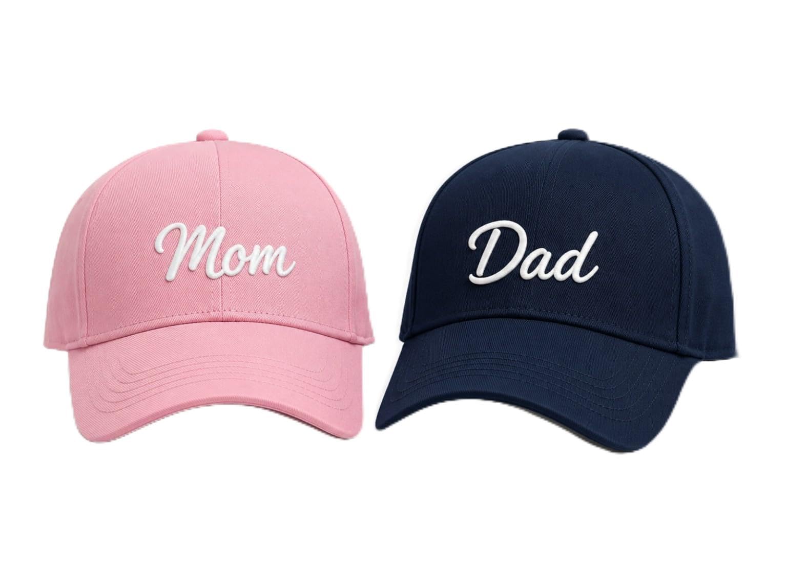 Mom and Dad Digital Print Cap Combo, Adjustable Strap, Couples Baseball Cap Set, Casual Wear, Navy Blue & Pink-picture-20