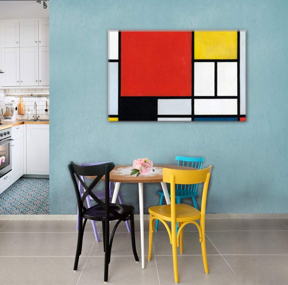 1art1 Piet Mondrian - kompozycja z dużą czerwoną powierzchnią, 1921 obrazy obraz na płótnie na blejtramie | XXL obraz ścienny plakat druk artystyczny jako obraz na płótnie 120 x 80 cm