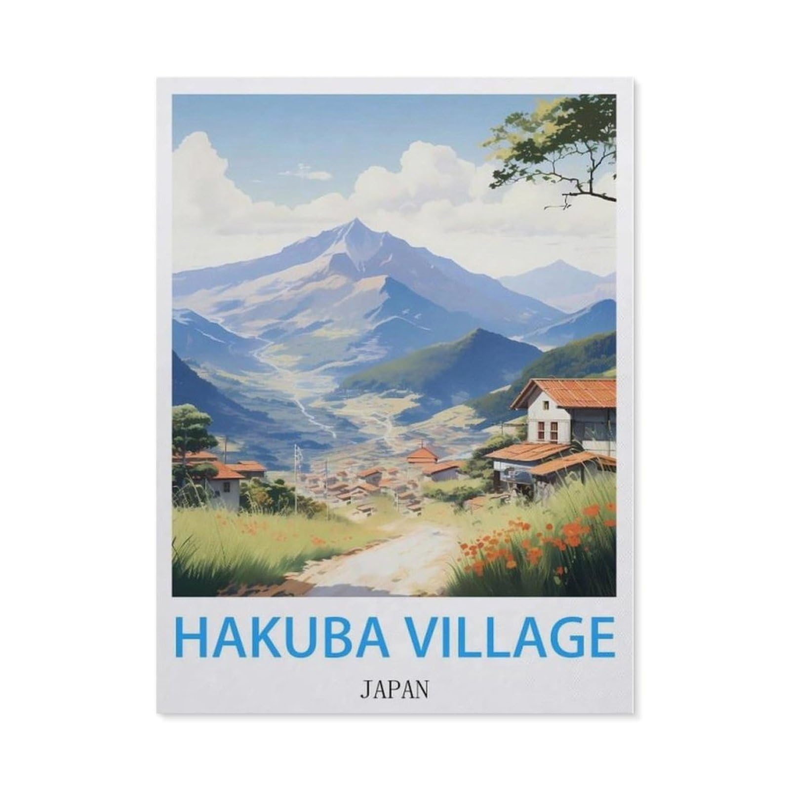 Beayodkp （50 X 60 Cm/19.68 X 23.62 Inches） 5D Diy Diamond Painting，Hakuba Village Japan Vintage Travel Poster，Round Full Drill Crystal Rhinestone Embroidery Cross Stitch Arts Craft Canvas For Home Wall Decor）-Cd76