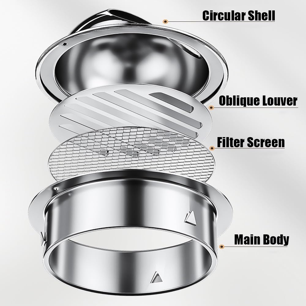 Acciaio Inox Comignolo Uccello Guard Tetto Pioggia Copertura Cappello Rotondo per Camino per Camino Canna fumaria Furnace Exterior Stove sfiato 60-200mm(150mm/5.90in)