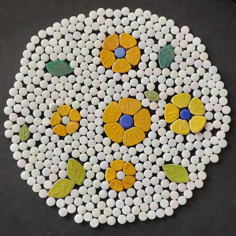 Miniatura 7 de Azulejos de mosaico de vidrio iridiscente redondos al azar de 1.1 libras, haciendo piezas creativas de mosaico de vidrio iridiscente para