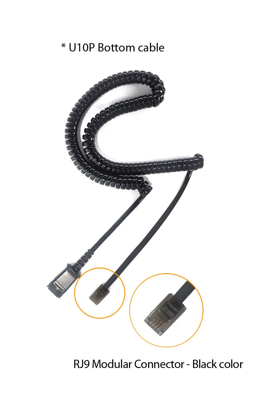 IPD Cable Adaptador Inferior U10P con Conector RJ09 Compatible con Plantronics y Auriculares para Poycom VVX, Avaya, Nortel, Mitel y Muchos Otros teléfonos IP
