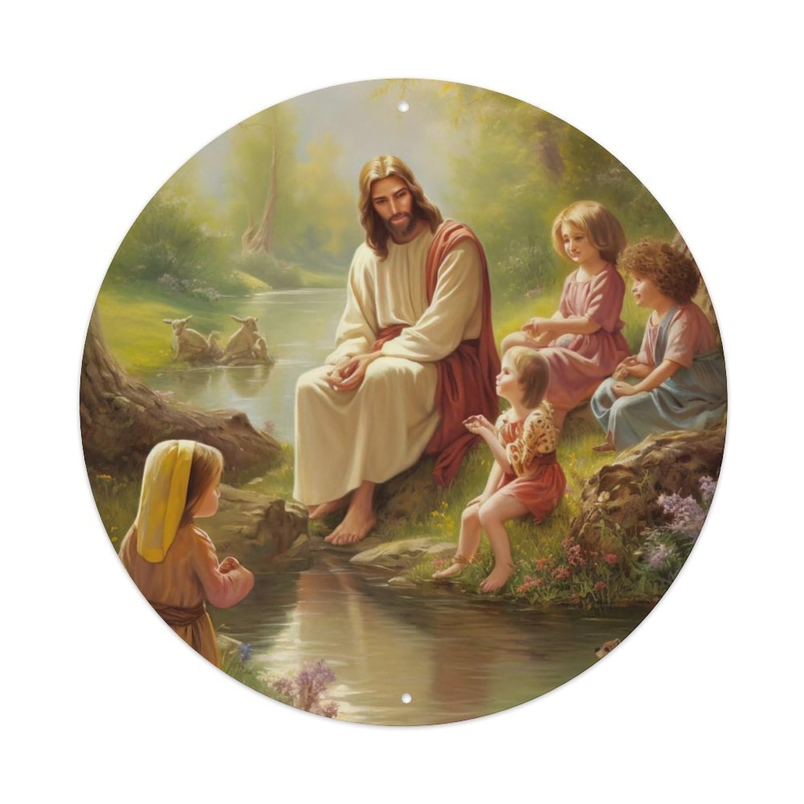 Jesus And The Children Religious Metal Tin Sign