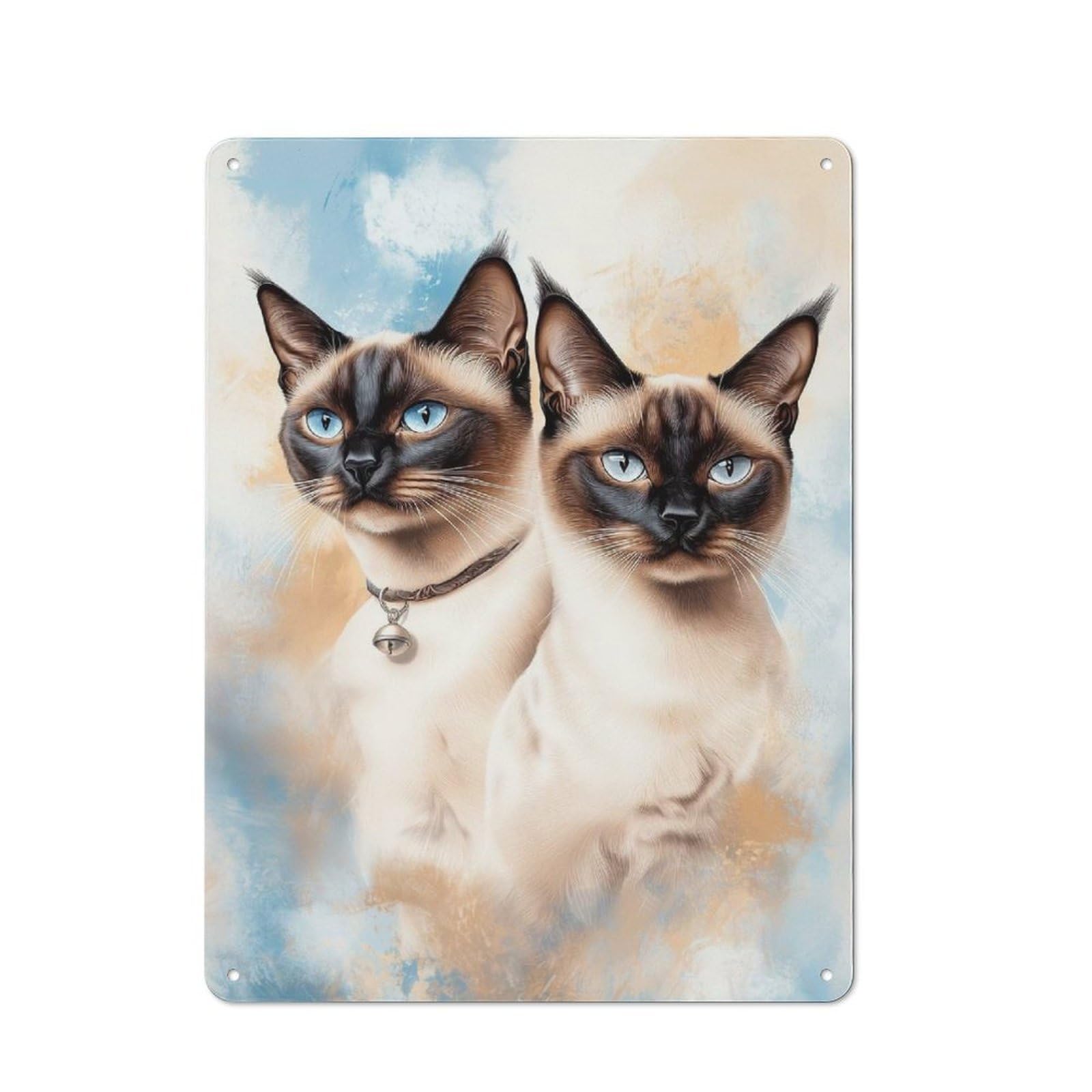 Vintage Siamese Cats Bistro Metal Sign 40x30cm, Bistro Wall Plaque for Takeaway, Bar, Kitchen Or Counter Area