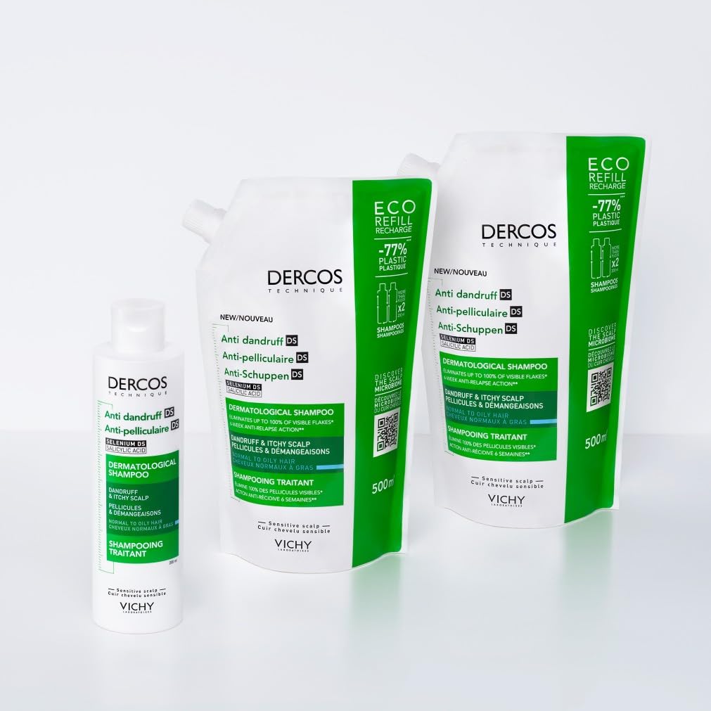 Vichy Dercos, Shampoo Anti-Forfora DS, Per Capelli da Normali a Grassi, Azione Riequilibrante, Effetto Anti-Ricomparsa, Arricchito con Disolfuro di Selenio e Acido Salicilico