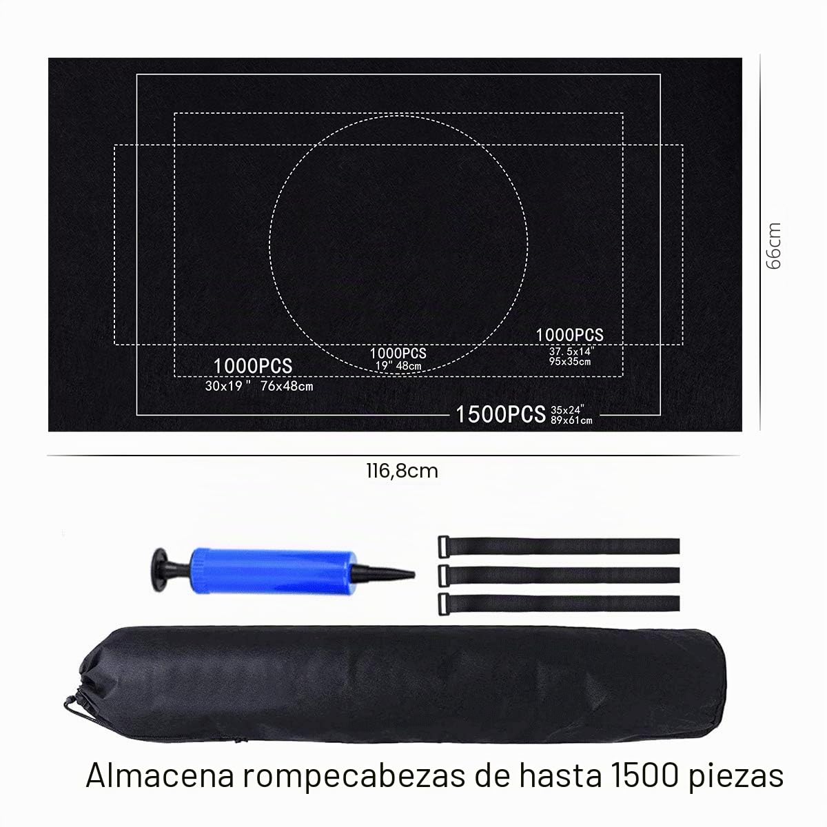 Queta Alfombra de puzzle para puzzle Puzzles Rollup, alfombrilla de puzzle Jigsaw Puzzle Roll Mat Alfombra de almacenamiento enrollable para puzzles con cordón Bolsa de almacenamiento, para hasta 1500
