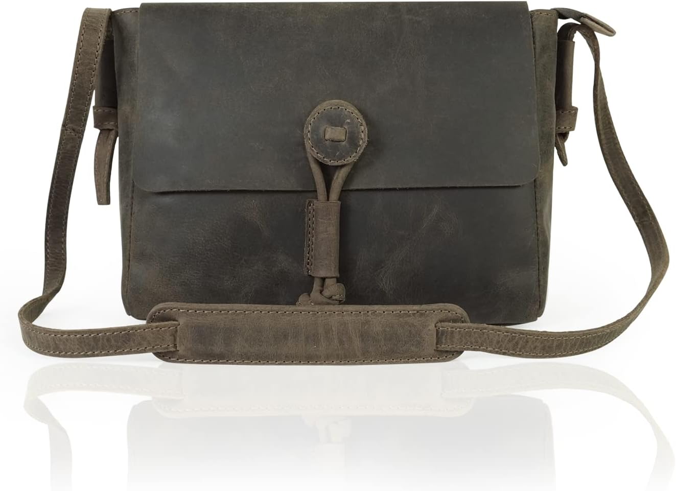 Goatter Girls' Hunter Leather 9" Inch Crossbody/Sling Messenger Bag s, GTHT-17 Medium Brown-17