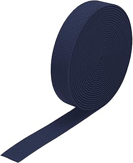 sourcing map Banda elástica ancha de sarga de doble cara de 0.8 pulgadas plana de 4 yardas, bobina elástica de punto, correa elástica pesada, color azul marino para costura, cintura