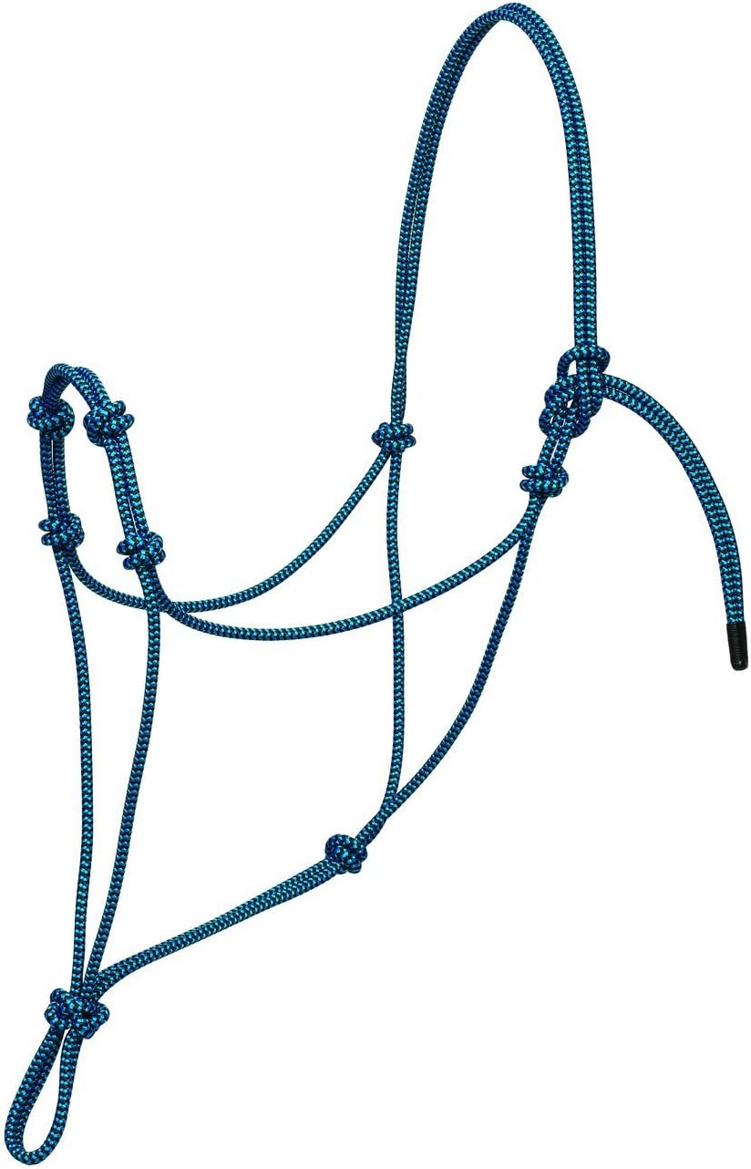 Silvertip Weaver Leather Four Knot Rope Halter, Blue/Black, Large,35-9556-C2