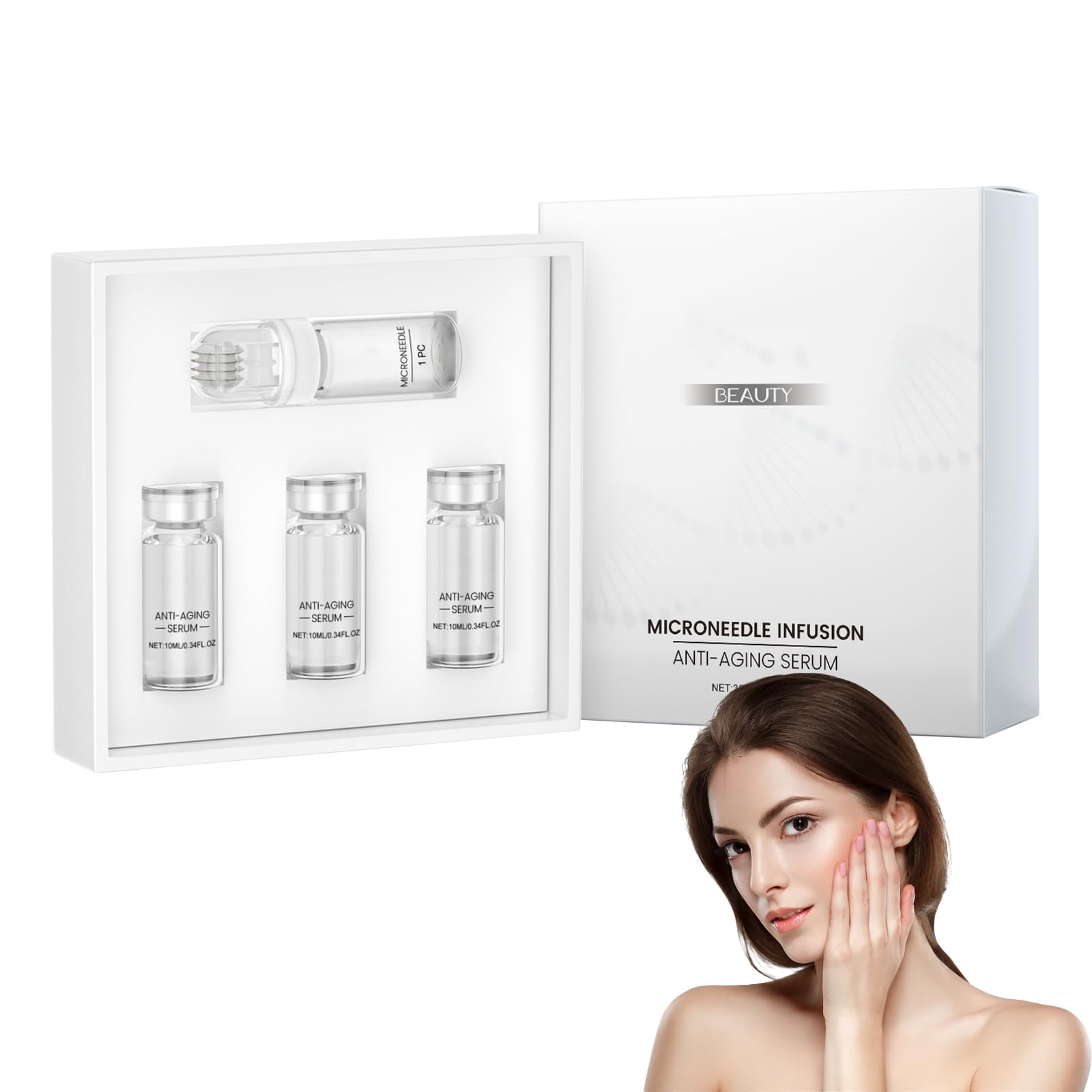 Sistema di Microinfusione Viso e Labbra – Siero con Acido Ialuronico Intensivo, Idratante e Antirughe, Trattamento Schiarente Professionale, Sistema di Micro-Infusione per Labbra per Pelli Sensibili