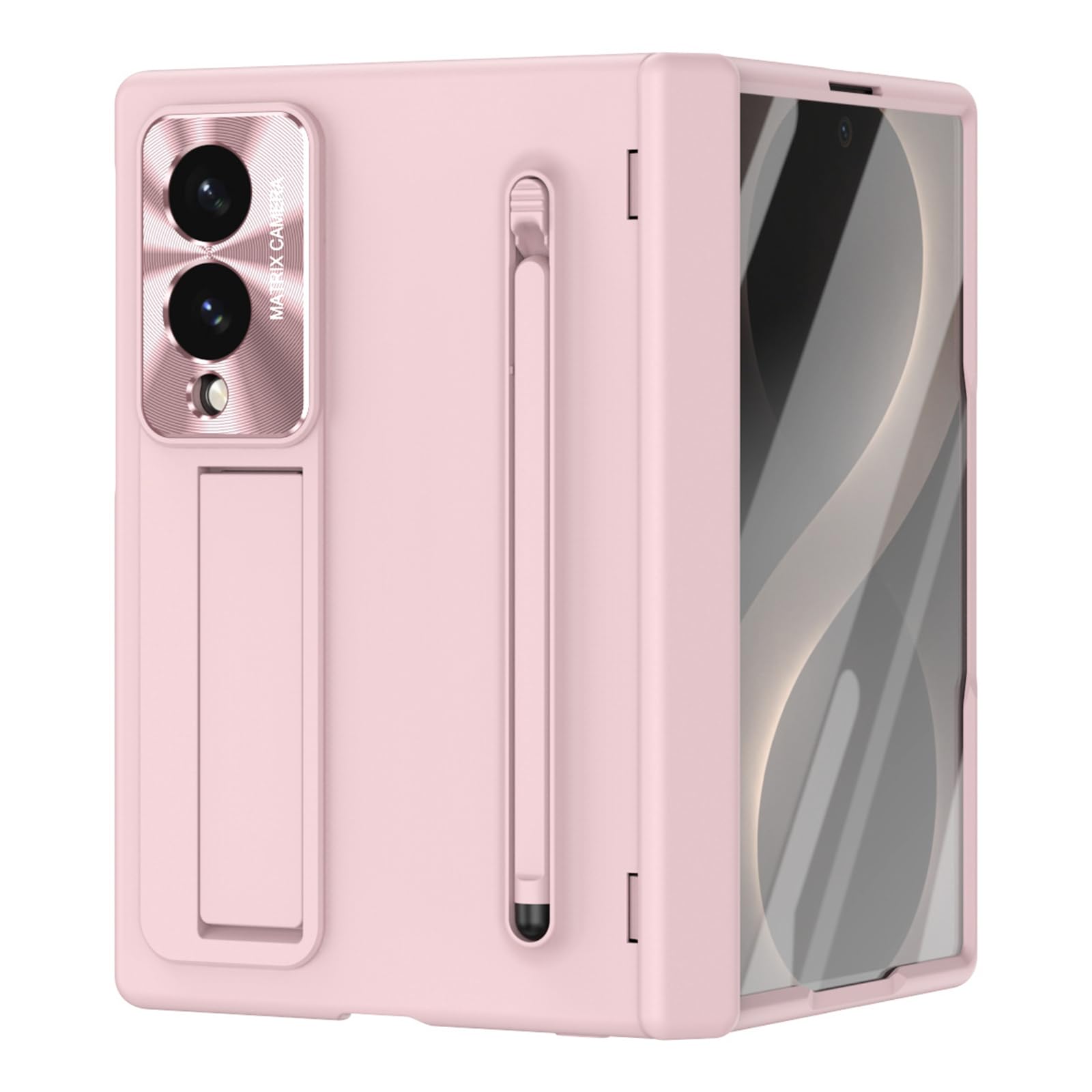 Custodia Con Cavalletto For Samsung Galaxy Z Fold 8, Con Supporto S-Pen E Cerniera Dello Schermo Custodia Protettiva For Obiettivo Custodia Sottile Smerigliata(Pink)