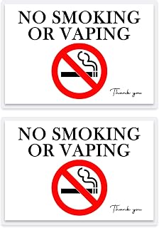 Laminated No Smoking Or Vaping Sign, 2 Pack 4"x6" Laser Engraved Indoor/Outdoor Signs, No Smoking Sign for Air bnb Hosts, Vacation Rental Essentials (No smoking ×2)