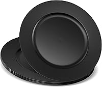 Vista 1 de 13'' Black Party Chargers Large Plates & Platters Great for Elegant Party's Weddings Tableware Great for Serving dish Black, Pac of 6 Negro
