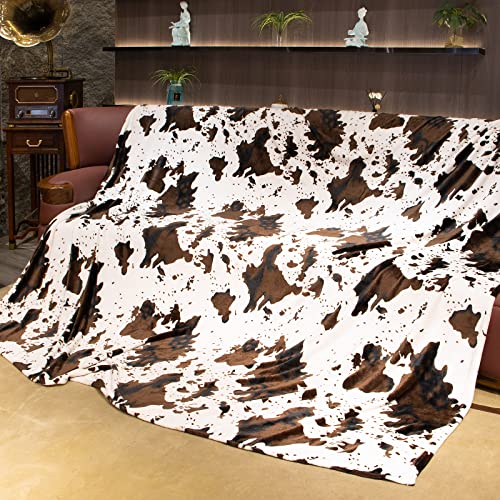 Fleece Blankets King Size Cow Print Blanket For Bed Couch, Soft Cozy Fuzzy Large Blanket, Luxury King Size Cow Throw Blankets 108X90 Inches #TOP3