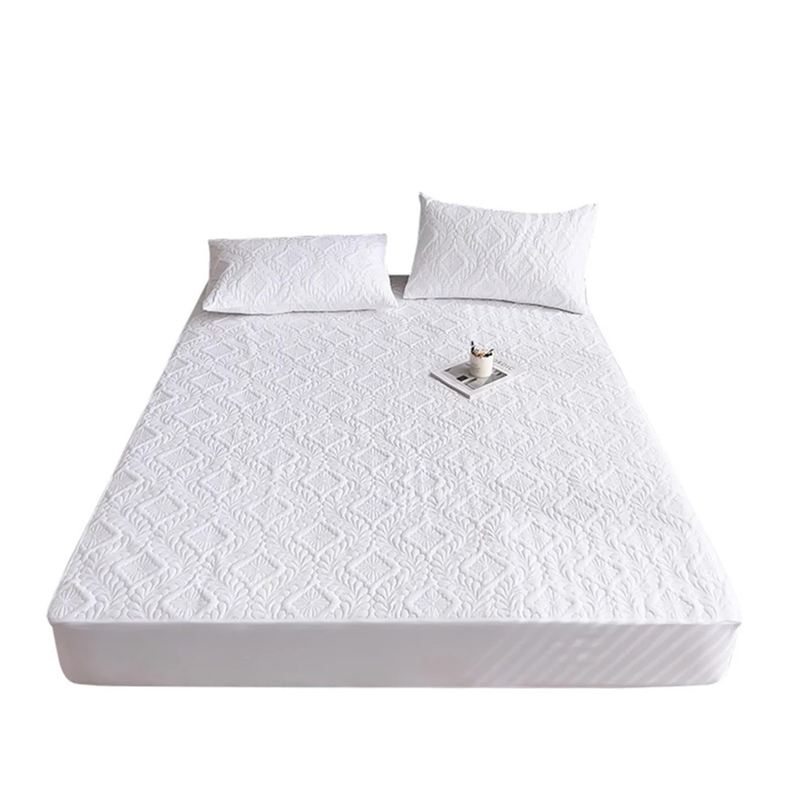 Waterproof Mattress Cover Quilted Waterproof Mattress Cover Embossed Bedding Protector Fitted Bed Sheet No Pillowcase(Style 06,2xPillowcase 48x74cm)