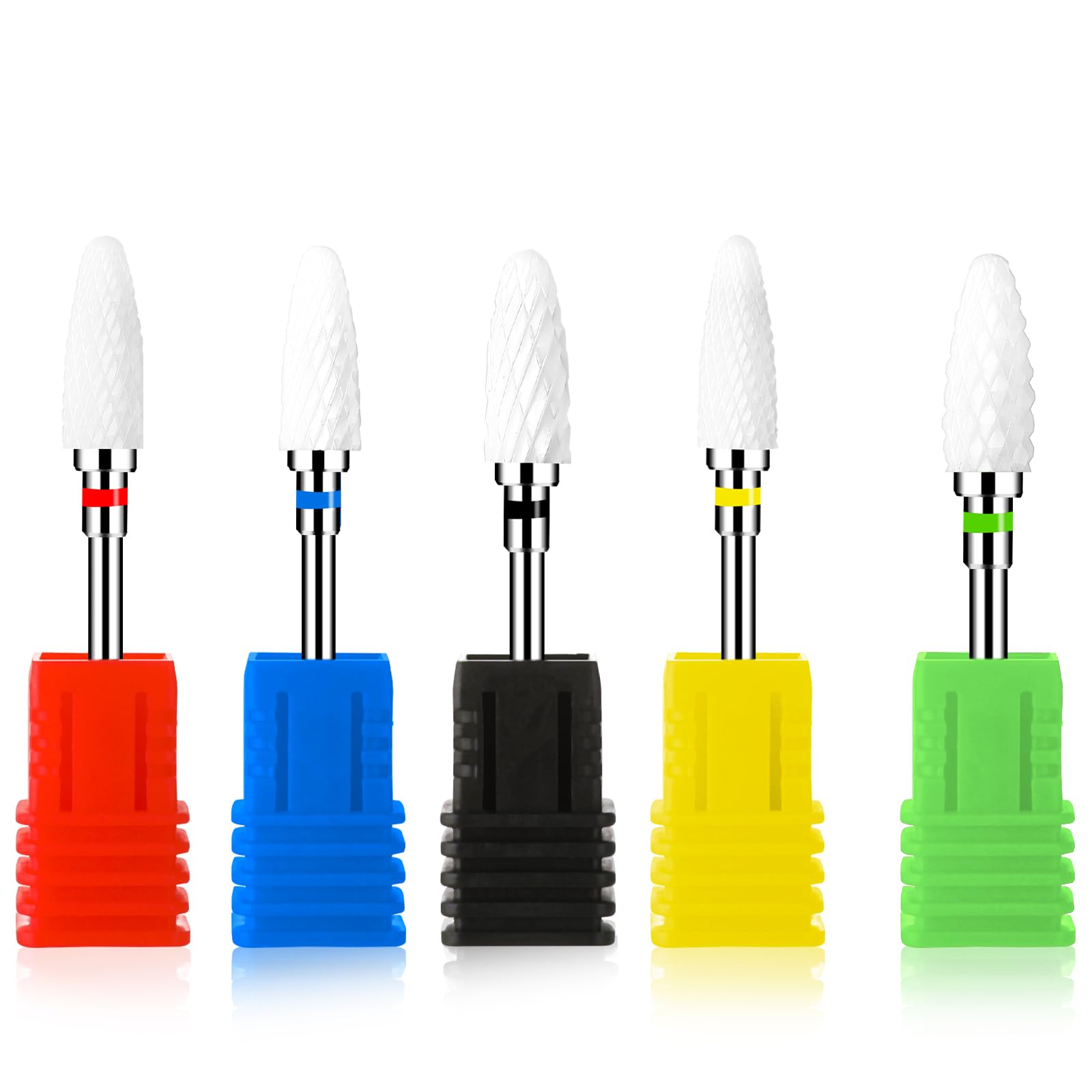 Sibba Set di 5 Punte da Trapano Professionali In Ceramica A Forma di Mais Punte In Carburo per Rimozione Gel Acrilico Duro Strumento Rotativo per Manicure Pedicure Cuticole Gel per Unghie