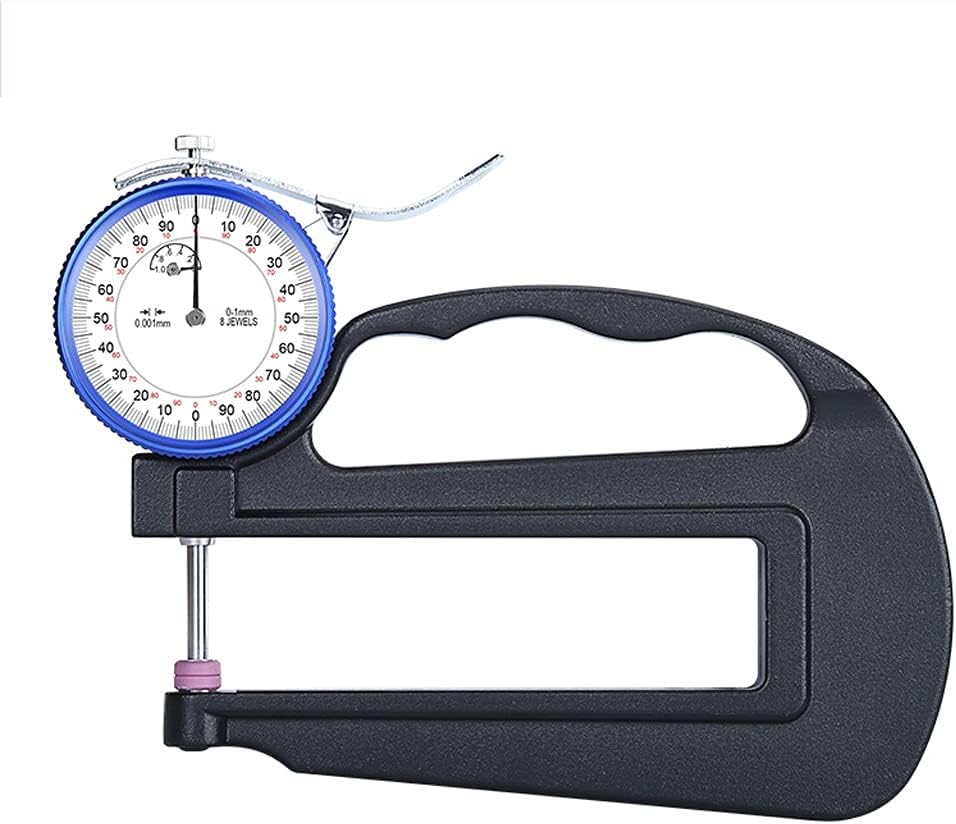Metal Pointer Caliper Gauge Ceramics Measuring Surface Flat High Precision Thickness Gauge Paper Film Micrometer(Model C 0-1mm)