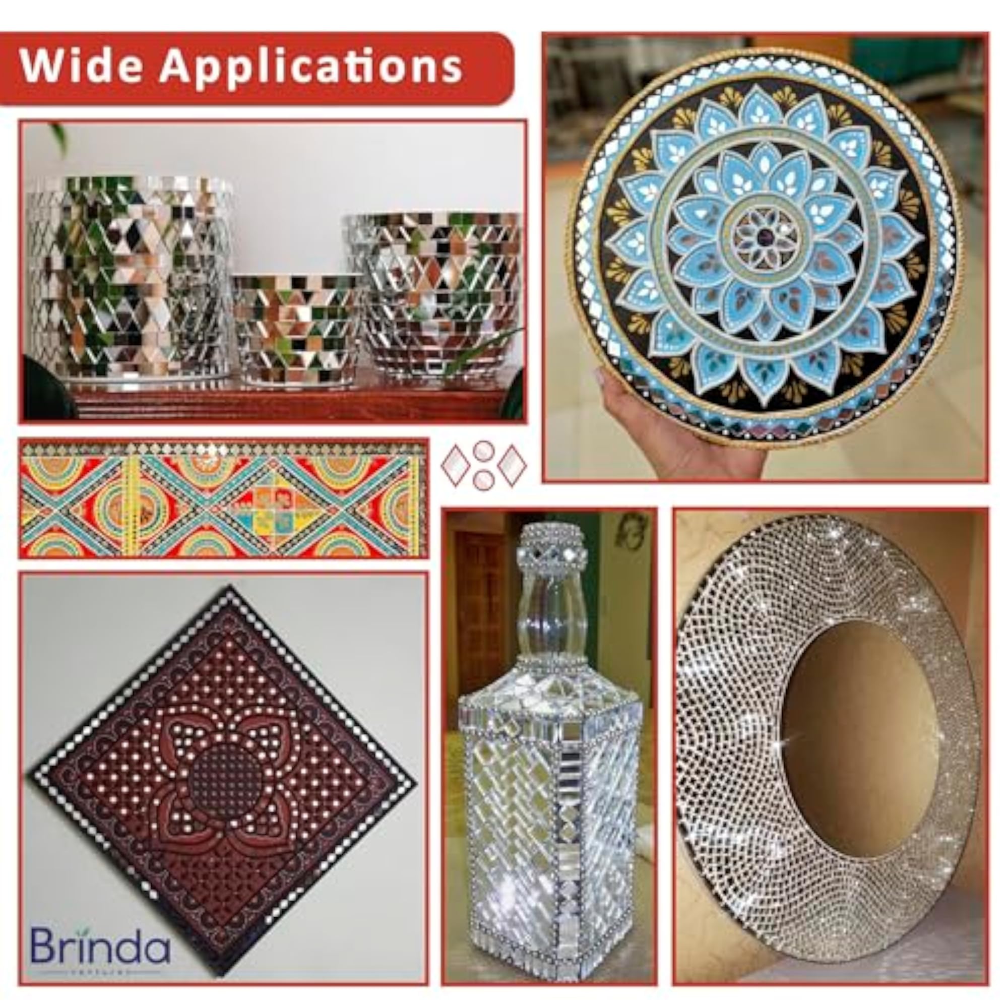 Glass Triangular Shape Wall Mount Craft Mirrors, 550 Pieces