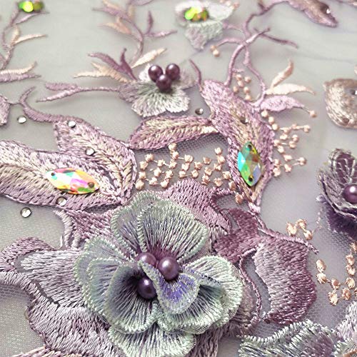 Rhinestone Pearl 3D Embroidery Lace Applique Motif Sewing Of Lining Fabric Blouse Lace Patches Wedding Dress Accessories (Color B) #TOP5