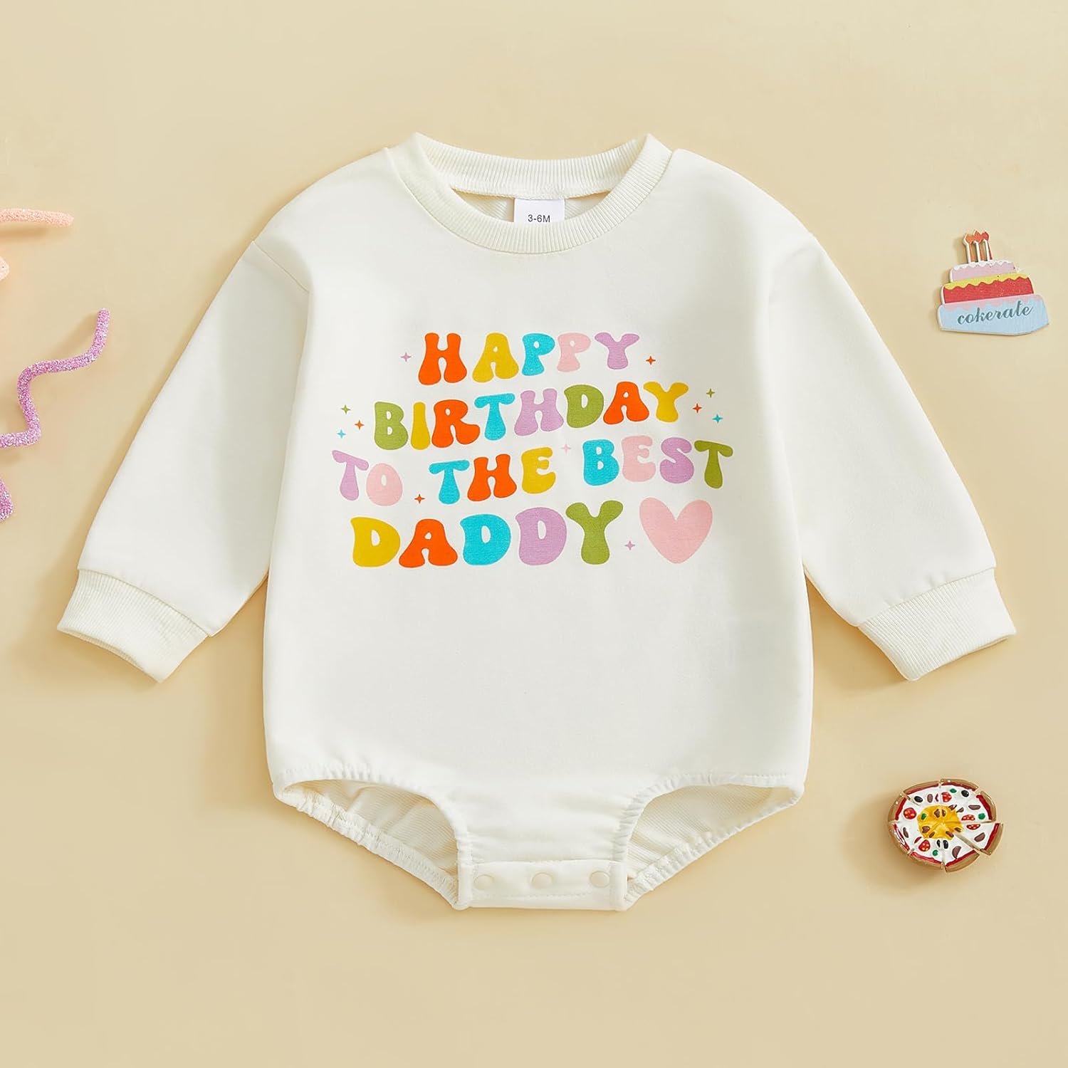 YOKJZJD Newborn Baby Girl Boy Happy Birthday To The Best Daddy Mommy Bubble Romper Sweatshirt Bodysuit T-Shirt Fall Outfits - Image 4