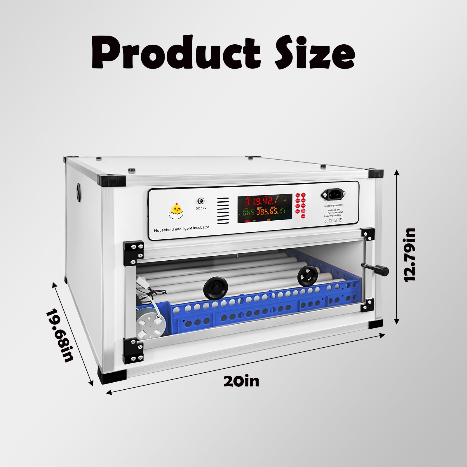 Incubatrice automatica per 68 uova, per cova uova, con rotazione automatica delle uova e controllo dell'umidità della temperatura, incubatrice da cova per pollo, quaglia, uccello, anatra, oca