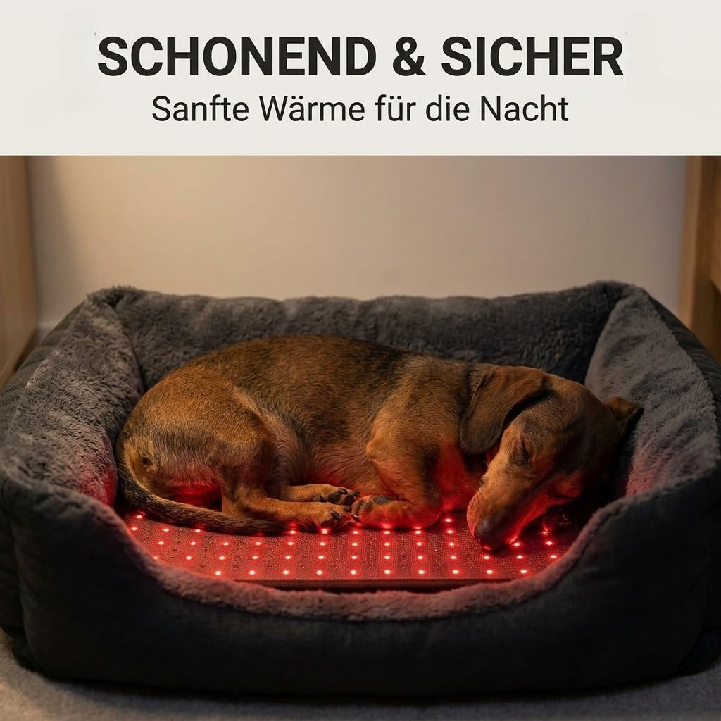 Rotlicht Therapiematte für Hunde & Katzen – Sanfte Gelenkpflege & Entspannung | Infrarot Matte 660/850nm, Sicherer Wärmegürtel für Haustiere Zuhause