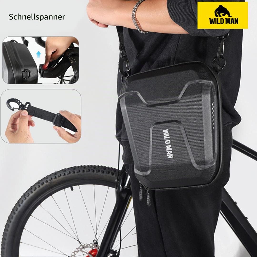 WILD MAN 3L Hartschalen-Aufbewahrungstasche für Tretroller, mit Schnellverschluss, Regenschutz, für Tretroller, Klapprad, Kickboard, Lenkertasche, MTB (E8)