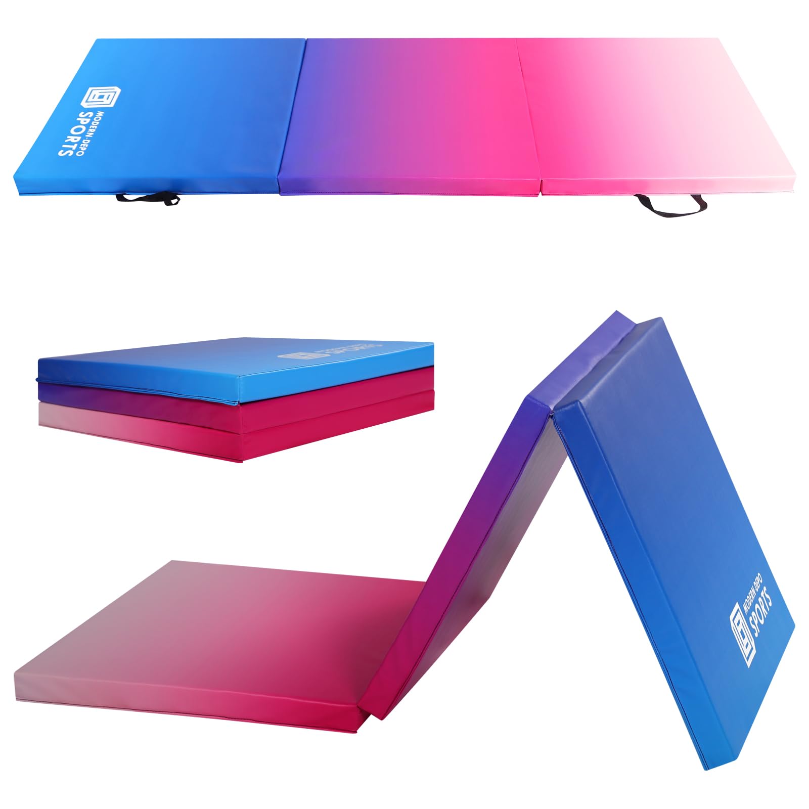 Modern-Depo Gymnastics Mat Tri-Fold 6'X2'X2" Thick With Handle, Waterproof Cover, 100% EPE Core