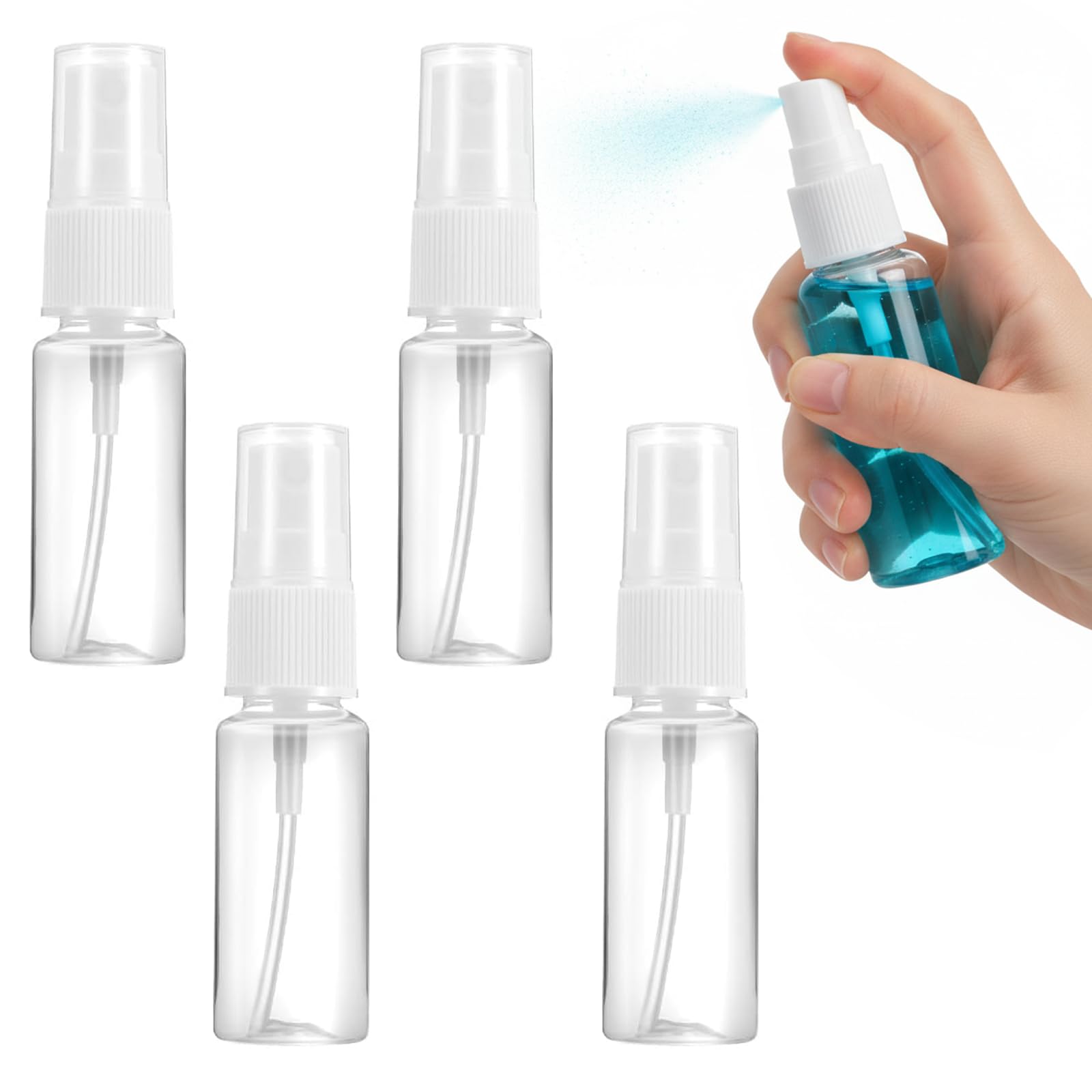4 Pezzi Flaconi Spray, 50ml Bottiglia Spray, Riutilizzabile Tomizzatore Bottiglia di Profumo in Plastica, Trasparente Flacone Spray,Mini Flaconi Spray Vuoti, per Liquido Viaggio Cosmetico