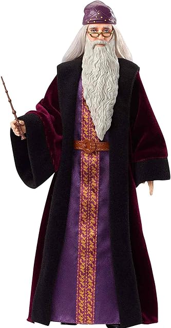 Harry Potter Profesor Dumbledore Lalka kolekcjonerska (wysokość: 30 cm) z różdżką i w szacie Hogwartu, FYM54