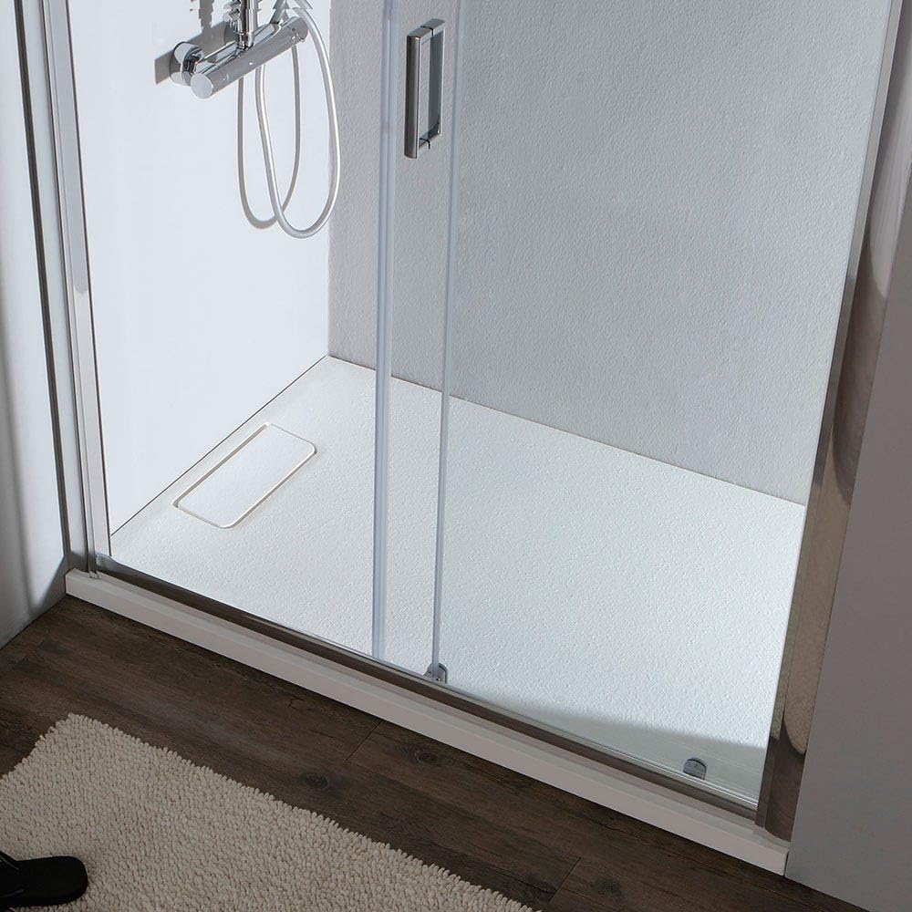 Kiamami Valentina Cabina de ducha de 120 x 80 cm, deslizante, con lado fijo New Giada