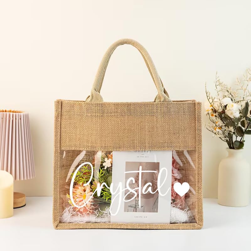 3Pcs Personalized Burlap Jute Bridesmaid Tote Bag,Customized Wedding Bags w/Name,Bachelorette Shower Gifts,Christmas Birthday Gift For Women Girls, Mothers Day Gifts,Reusable Bags for Travel Beach3