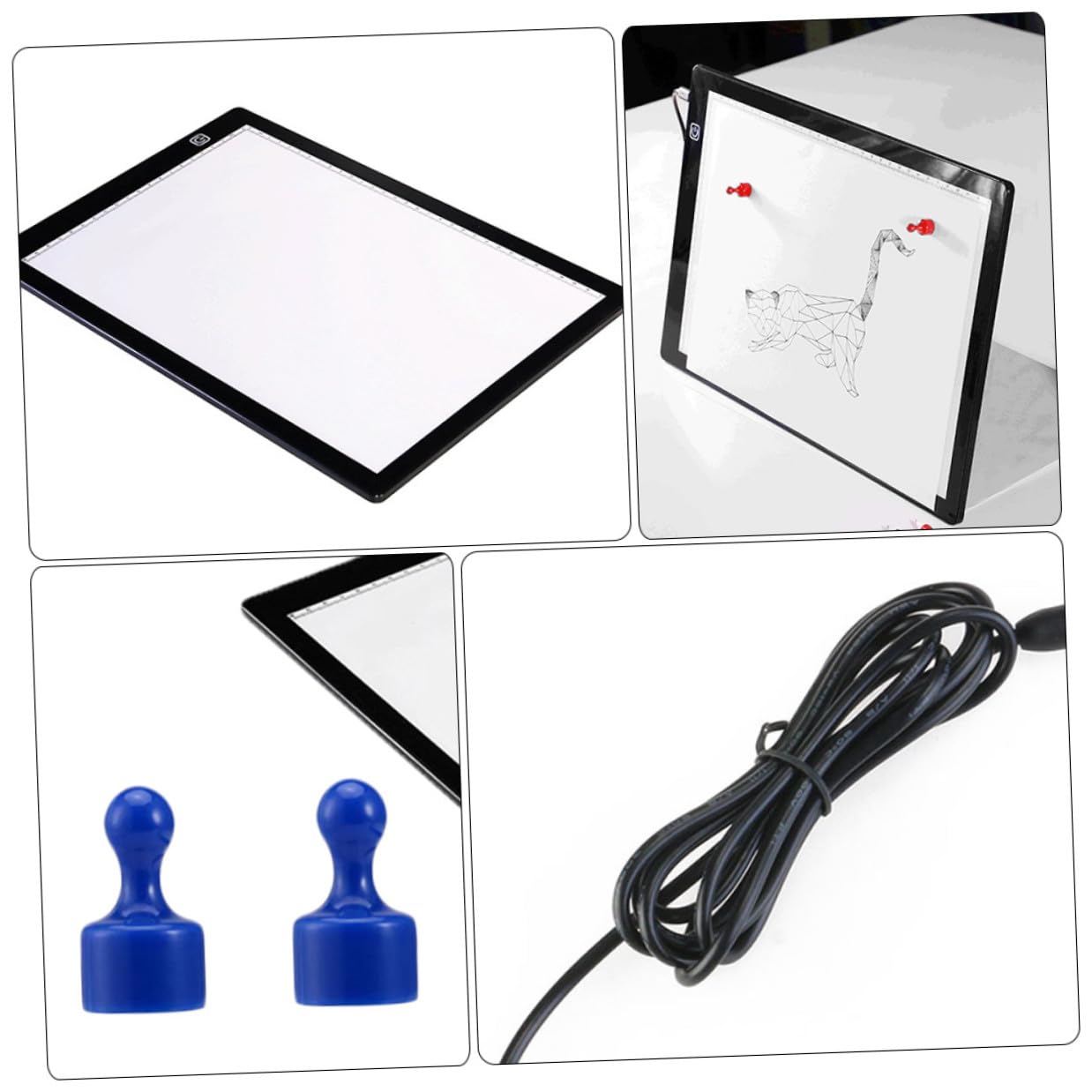 AKOOSY Planche à Dessin Lumineuse LED A4 en Acrylique avec Câble USB Aimanté, Légère, pour Croquis et Calligraphie à Domicile à L'école