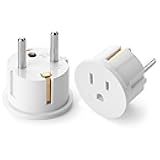 Bates- European Travel Plug Adapter, 2 Pack, Type E/F, European Plug Adapter, US to Europe Plug Adapter, Adapter for Europe Plug, US to EU Plug Adapter, Travel Adapter Europe, Plug Adapter Europe