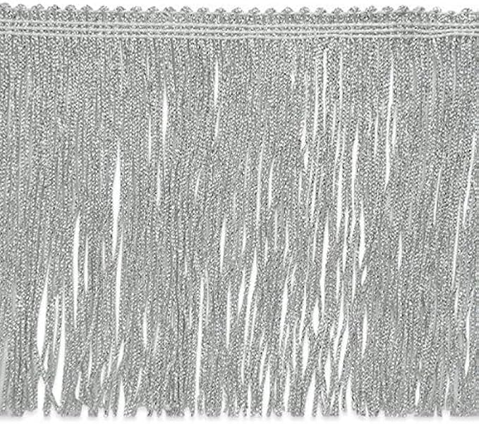 Trims by the Yard 6" Metallic Chainette Fringe Trim | Silver| (20 yard cut)