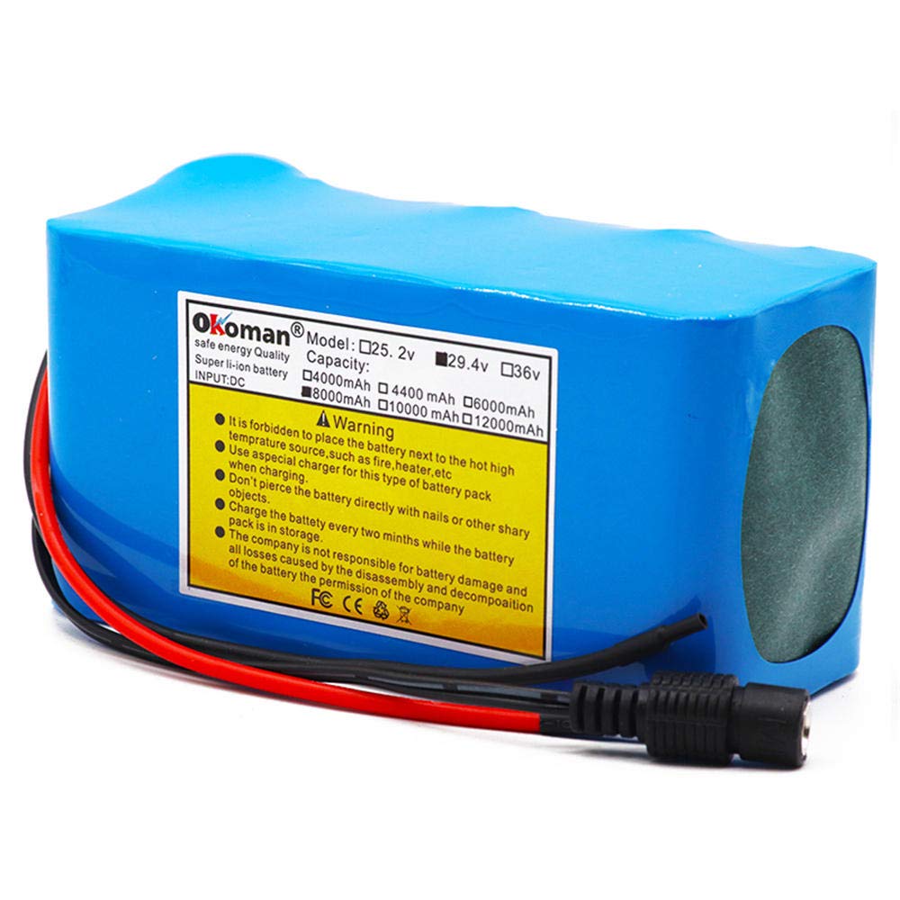 Batería de Iones de Litio de Bicicleta eléctrica de 24v 8ah 8000mah 250w 18650 Paquete de batería Motor de Silla de Ruedas BMS + Cargador de 29.4v