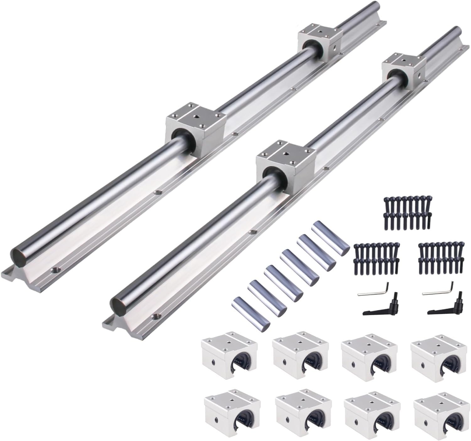SBR20 kit de guía lineal de 4500 mm con espigas trenzadas incluye 6 piezas de guía lineal de deslizamiento de 1500 mm con 12 piezas de bloques de rodamiento SBR20UU 4 piezas de espárragos para