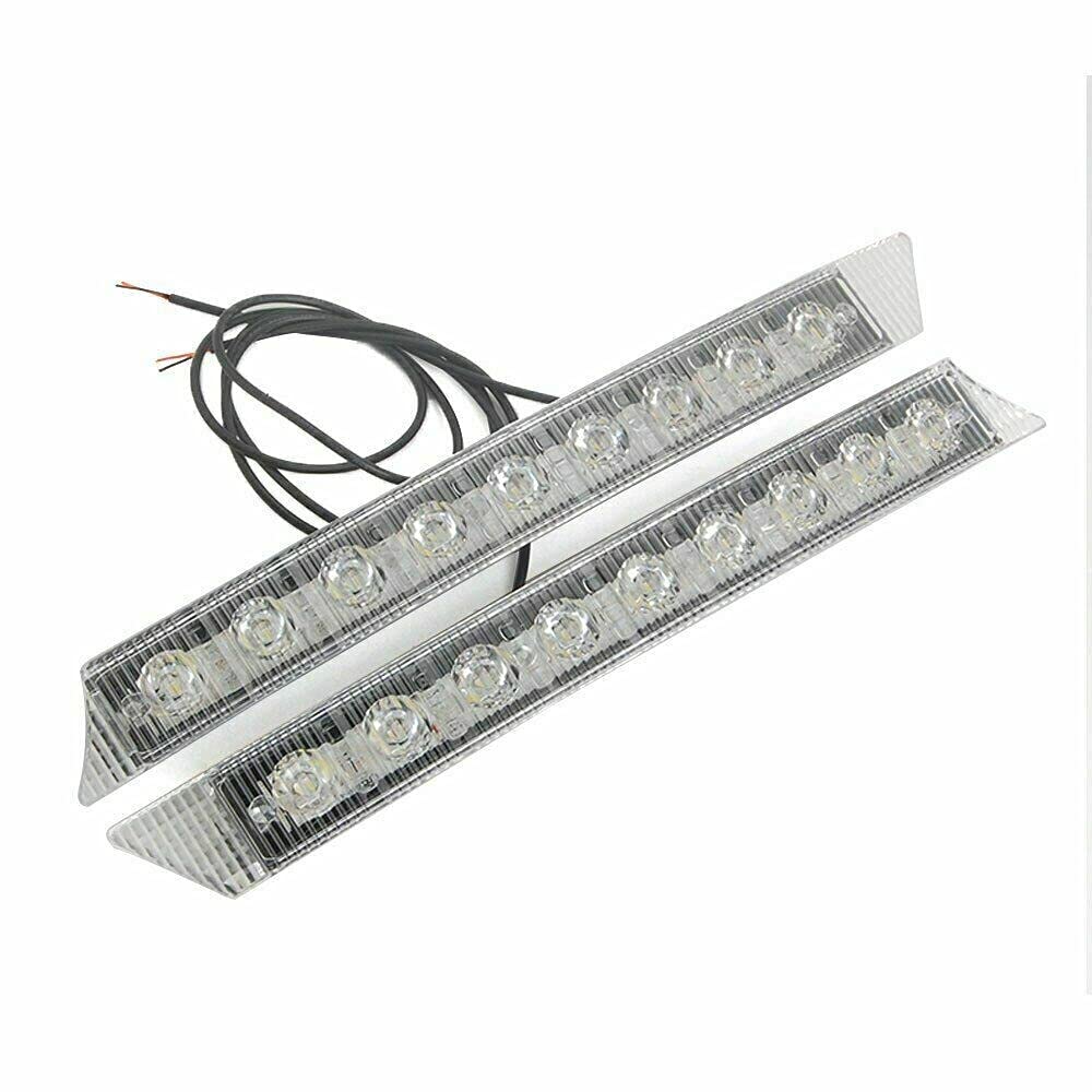 J/J 2 Feux Diurne LED 12V DRL Phares de Jour Universel Blanc pour Pare-chocs Grille Avant de Voiture Moto Fourgon
