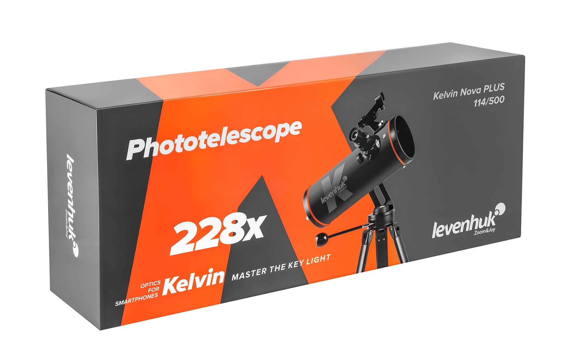 Levenhuk Kelvin Nova PLUS 114/500 Fototeleskop, Profesjonalny Newtonowski Reflektor do Smartfona dla Dorosłych z Montażem Altazymutalnym do Astrofotografii i Obserwacji Głębokiego Nieba