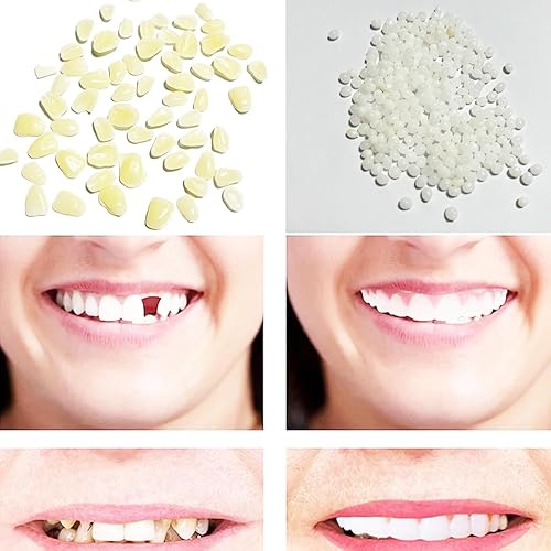 Miniatura 2 de Kit de reparación de dientes cuentas de ajuste térmico, gránulos y dientes falsos para fijación temporal de dientes faltantes y rotos, reemplaza un