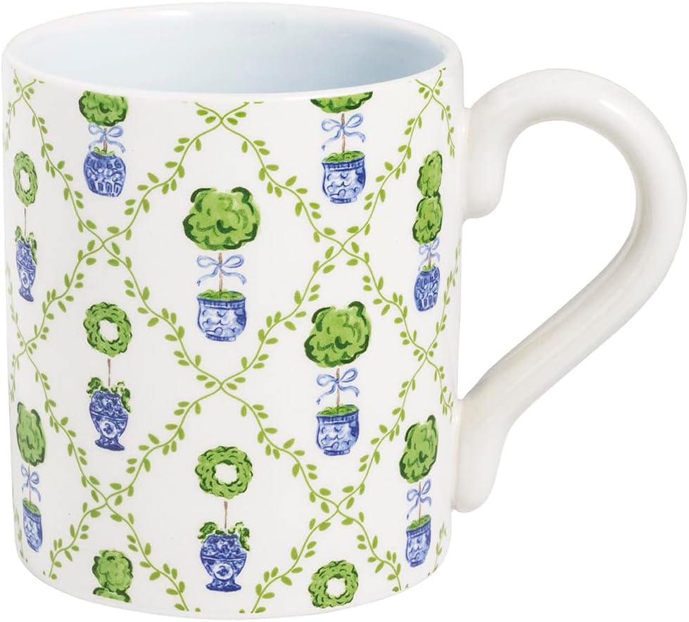 Mud Pie Ceramic Topiary Pattern Mug